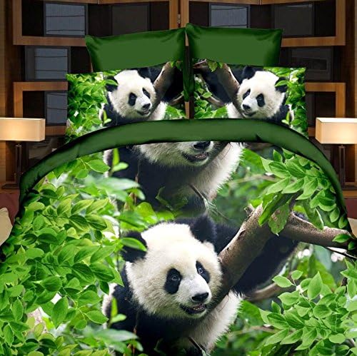 3D animals and flower bed sheet set bed linen bedding-set 4pcs Bedding Set Luxury Bed Linen Duvet Cover Bed Sheet Bed Sheet Set Comforter Bed Set Bed Cover Pillowcase Set Size King (panda)