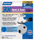 Norton 3217 3X  5 320 Grit 5 & 8 Hole Universal Vacuum Hole Hook & Loop Sanding Disc - 10 Pack