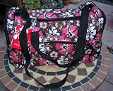 from HOLDALLS Ladies Pink Flower Holdall Weekend Bag, Maternity Bag, Hospital Bag, Baby Bag...