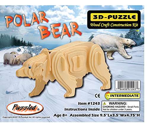 3-D Wooden Puzzle - Polar Bear -Affordable Gift for your Little One! Item #DCHI-WPZ-M023