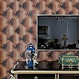 (ハンメロ)Hanmeroのりなし壁紙 革張りクッションフェイク ビニールクロス ダークブラウン ラグジュアリー 1ロール（53cm×10m）