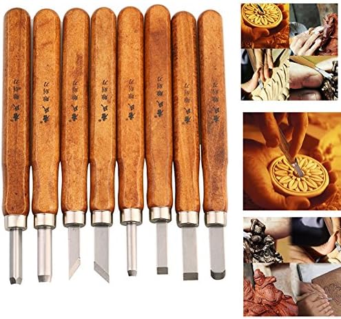 MAIKE MALL Handmade Woodcut Tools Wood Craft Chisels Knife, Carving Handmade For Sculpture DIY Handle Wax Carving Pottery 8 Pieces