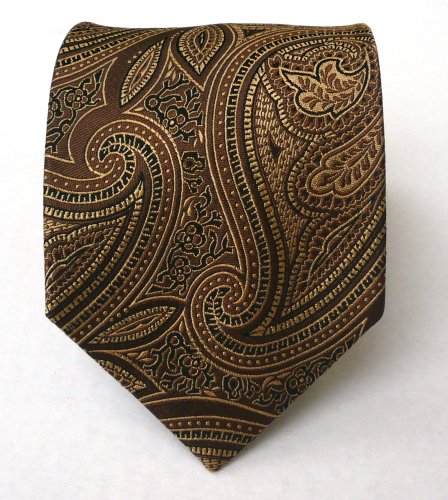 100% Silk Woven Brown Paisley Tie