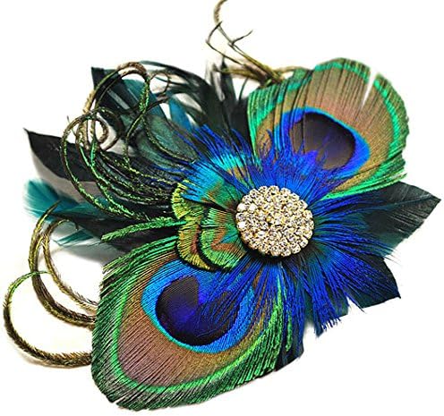 Elleacc Vintage Wedding Fascinator Feather Peacock Hair Clip