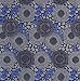 Yuzen Chiyogami- Circular Indigo Blue Floral Pattern 18-3/4 x 25 Inch Sheet