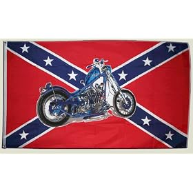 Drapeau conf�d�r� USA Sudiste avec motocycle - 90 x 150 cm