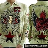 Christian Audigier クリスチャン オードジェー L/S ポロシャツ ハートブレーカー タンの画像