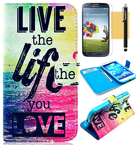 Galaxy S4 Case, S4 Wallet Case, GoodProâ„¢ Popular Fashion [Personal Stlye Design] (Pattern D), Premium PU Leather Wallet Case Flip Cover with Card Holders for Samsung Galaxy S4 I9500, Included (Screen Protector, Stylus and Cleaning Cloth), Samsung Galaxy S4 Case