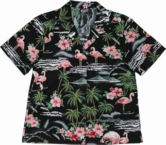Amazon.com: Flamingo Hibiscus Womens Hawaiian Shirts - Hawaiian Shirts