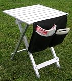 Oasis Compact Aluminum Table w/ STORAGE SIDE BAG-A FREE $19.99 VALUE SOLAR RECHARGEABLE KEY CHAIN LED-FLASHLIGHT..