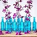 Luna Bazaar Small Vintage Glass Bottle Set (6.5-Inch, Turquoise Blue, Calista Cylinder Design, Set of 3) - Flower Bud Vase for Home Décor and Wedding Centerpieces