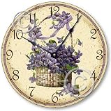 Item C6018 Shabby Victorian Style 10.5 Inch Violets Clock