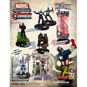 Marvel HeroClix Captain America Booster Brick (10 Boosters) with Nick Fury Figure
