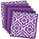 DII Cleaning, Washing, Drying, Ultra Absorbent, Lattice Microfiber Dishcloth 12x12" (Set of 6) - Eggplant