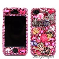 3D Swarovski Pink Juicy Couture Crystal Bling Case Cover for iphone 4 / 4s
