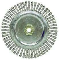 Weiler Dualife Narrow Face Wire Wheel Brush, Threaded Hole, Steel, Stringer Knotted, 6-7/8