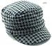 Womens wool Military Cadet Houndstooth Hat with in Red , Grey, Beige and Black one size fits most. photo