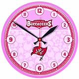 NFL Tampa Bay Buccaneers Round Clock "Pink Background"