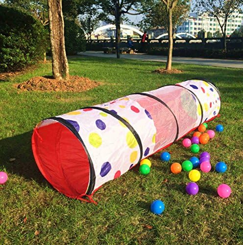 6-feet Play Tent Tunnel, Polka Dot Play Tube Pop Up for Indoor or Outdoor, Collapsible