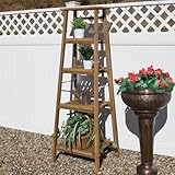 IMAGE OF Four Tiered Ladder Style Teak Plant Stand