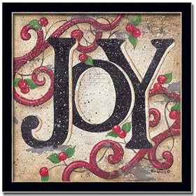 Joy Primitive Vintage Antique Sign Art Print Framed