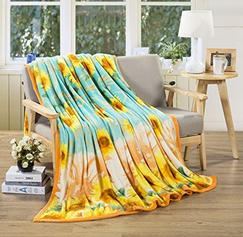 Nextexplore Super Soft Cozy Warming Flannel Throw Blanket (71" x 79", sunflower)