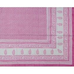 Flat Bed Sheet Cotton Block Print Queen Size