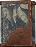 Cattlemans Cutlery WT0004 Tri-Fold Wallet with Brown Leather Interior & Camouflage Nylon Exterior Construction