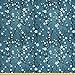 Lunarable Floral Fabric by The Yard, Sakura Tree Branches Pale Japanese Cherry Blossom Spring Kitsch, Decorative Fabric for Upholstery and Home Accents, 2 Yards, Slate Blue Pale Blue Black