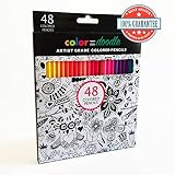 Colored Pencils for Adults & Kids Color and Doodle 48 Watercolor Color Pencils Professional Quality with Soft Lead and Vibrant Colors. BONUS: FREE Adult Coloring Book 100% Satisfaction Guarantee