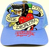 Ed Hardy Powder Blue Rhinestone Cap - Eagle & Heart Design