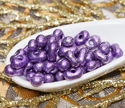 20g Shiny Metallic Purple Farfalle Seed Beads Glass Czech Seed Beads Preciosa Farfalle Peanut Bead Czech Farfalle Spacer Bead 6mm x 3mm