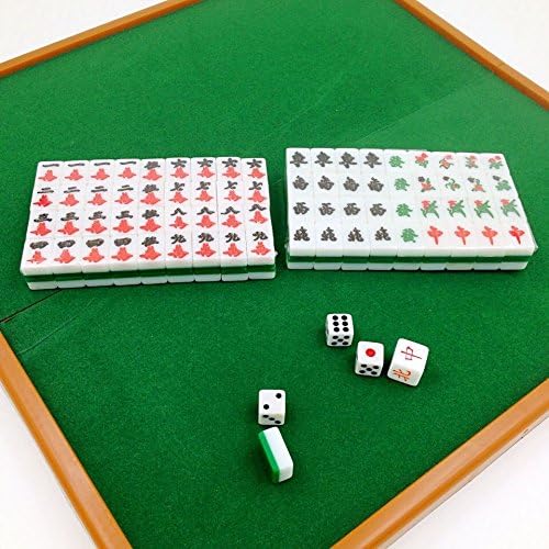 Solid Mini Mahjong Set (Majiang set) with Velvet Table, Also Travel Mahjong Set (Travel Mah Jongg Set) with Foldable Valvet Table. Each of the Mahjong Travel Set is Solid with Caved Pattern.