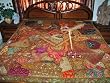 ZARDOZI EMBROIDERED BEADS SARI TAPESTRY BEDSPREAD COVERLET THROW WALL HANGING