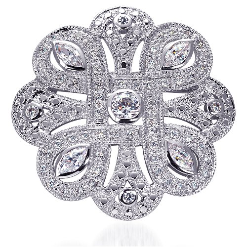 Splash of Hollywood Glamour Just For You: Sterling Silver Celebrity Inspired Celtic Design Vintage Brooch