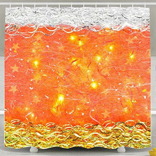 Custom Fireworks WallPaper Water-Repellent Bath Shower Curtain With Hook Color White Size 72*72inch
