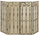 Outdoor Living : UniFlame 4 Fold Antique Gold Cast Aluminum Screen W/ Removable Mesh
