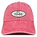 Trendy Apparel Shop Established 1946 Embroidered 72nd Birthday Gift Pigment Dyed Washed Cotton Cap - Red