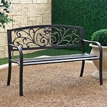 Big Sale Coral Coast Metal Scrolling Hearts Curved Back Garden Bench