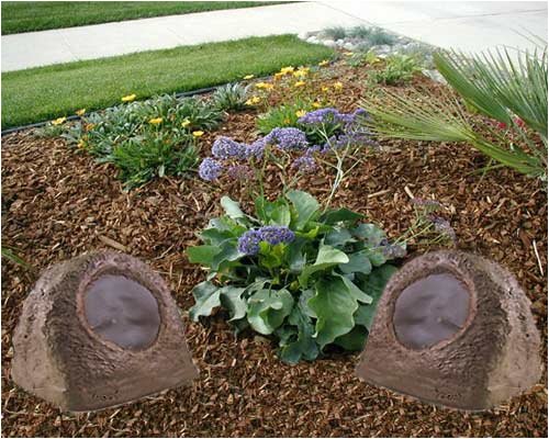 Outdoor Rock Speakers New Pair Sandstone Brown 250 Watt