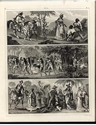 Entertainment Memorabilia: Natives Steaming Cauldron Americas 1851 old vintage fascinating engraved print