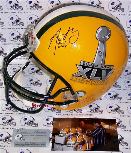 Aaron Rodgers Autographed/Hand Signed Green Bay Packers Full Size Helmet