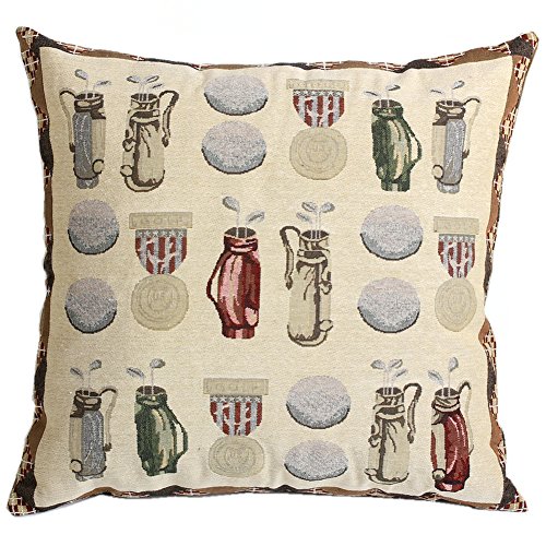 Bolin Decorative Jacquard Throw Pillow Cushion Cover 18 by 18 Inches,Golf