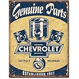 Chevrolet Chevy Genuine Parts Pistons Distressed Retro Vintage Tin Sign