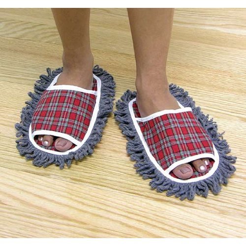 Jobar Plaid Dust Mop Slippers