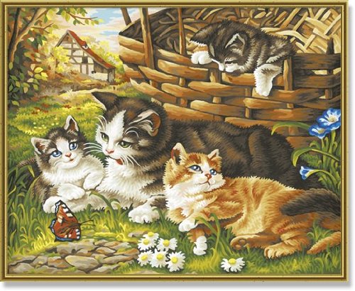 Schipper 609130361 - Malen nach Zahlen - Katzenfamilie 40x50cm
