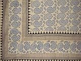 Block Print Paisley Bedspread-Coverlet-Blue-Twin