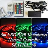 5m IP44 LED SMD RGB Streifen Strips Controller+ 24 Tasten Fernbedienung+ Netzteil