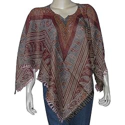Girls Ponchos in Wool Jacquard Design 40 x 40 inches (pnch287)