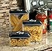 NEW! Click 'N' Lock Airtight-Seal Acrylic Square Food and Storage Containers - 3 Piece Set With Black Lids